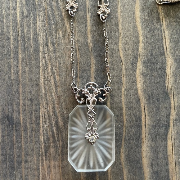 Vintage Silver Camphor Art Deco Necklace - Picture 2 of 4